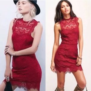 Sexy red Free People crochet dress NWT Valentine!